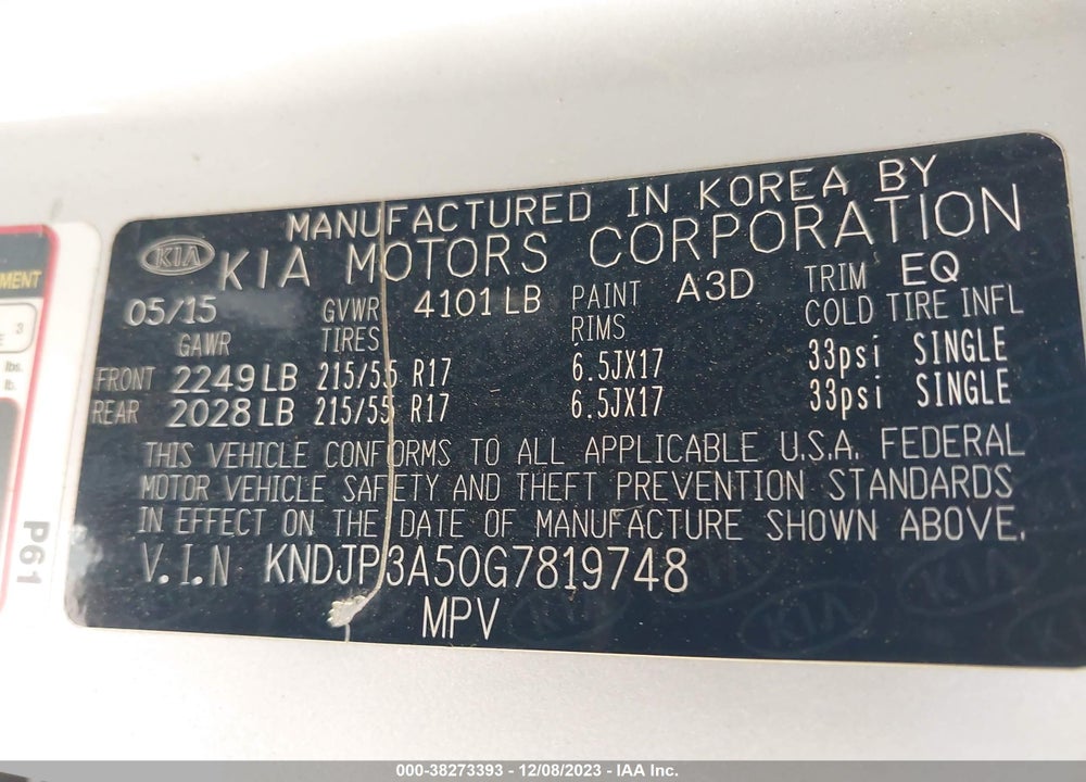 2016 KIA SOUL VIN: KNDJP3A50G7819748