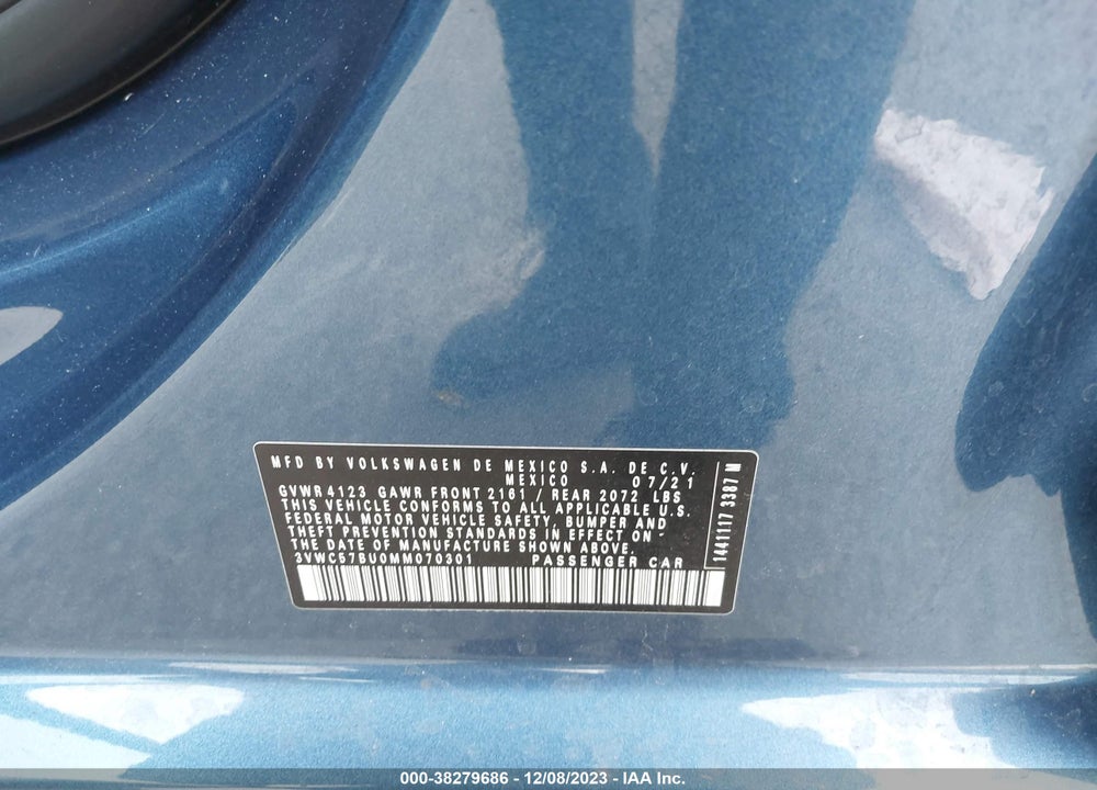2021 VOLKSWAGEN JETTA 1.4T R-LINE/1.4T S/1.4T SE VIN: 3VWC57BU0MM070301
