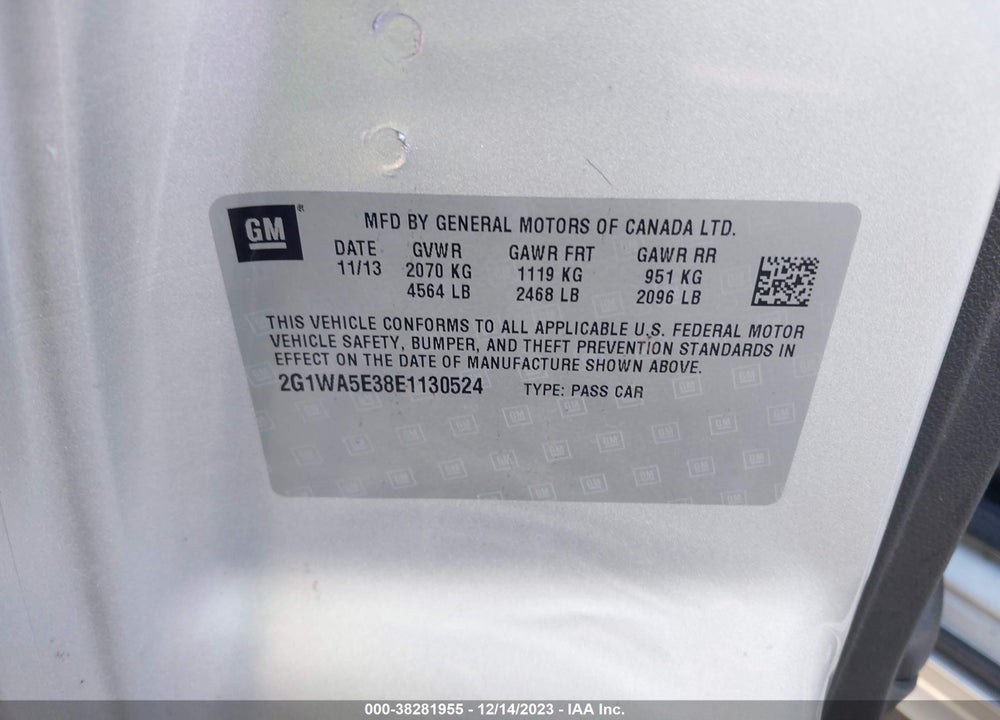 2014 CHEVROLET IMPALA LIMITED LS VIN: 2G1WA5E38E1130524