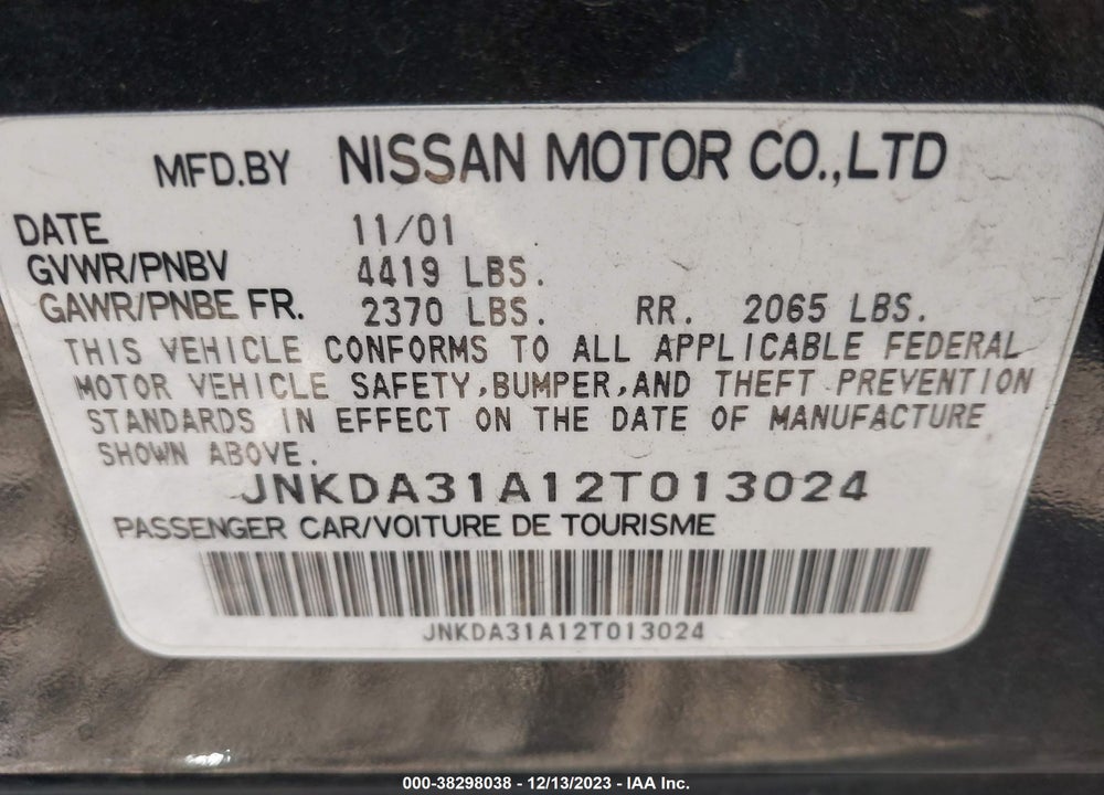 2002 INFINITI I35 LUXURY VIN: JNKDA31A12T013024