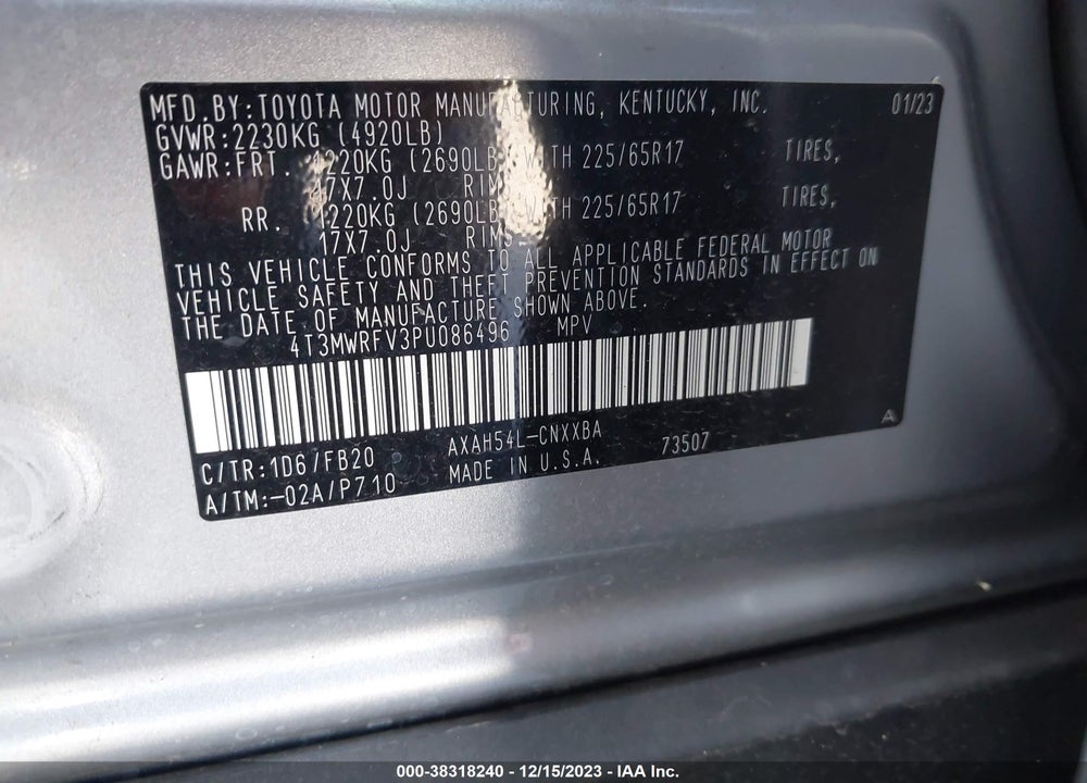2023 TOYOTA RAV4 LE HYBRID VIN: 4T3MWRFV3PU086496
