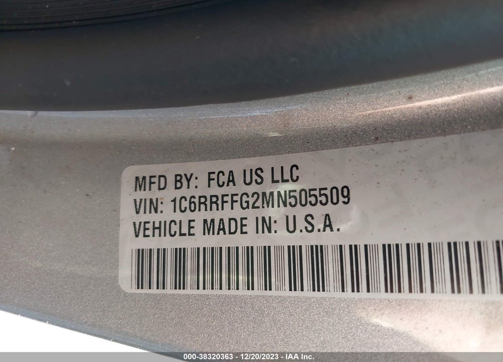 2021 RAM 1500 VIN: 1C6RRFFG2MN505509