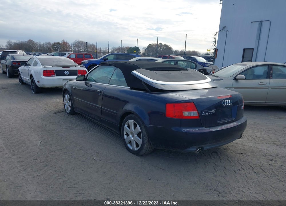 2005 AUDI A4 3.0L VIN: WAUDT48H85K006289