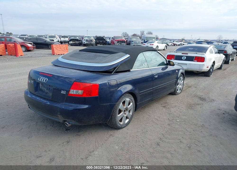 2005 AUDI A4 3.0L VIN: WAUDT48H85K006289