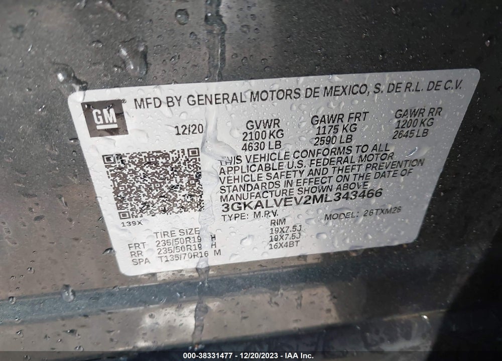 2021 GMC TERRAIN AWD SLT VIN: 3GKALVEV2ML343466