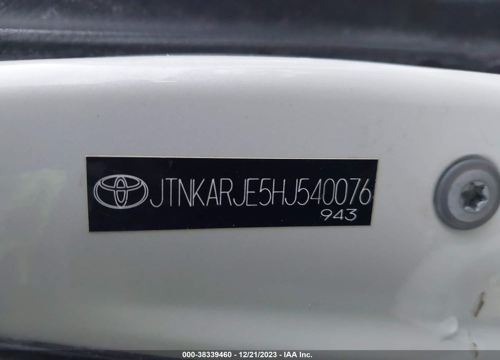 2017 TOYOTA COROLLA IM VIN: JTNKARJE5HJ540076