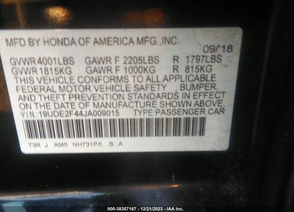 2018 ACURA ILX SPECIAL EDITION VIN: 19UDE2F44JA009015