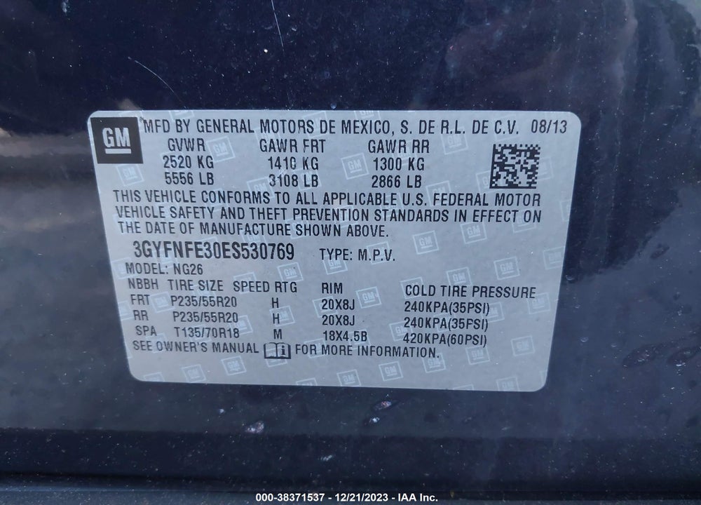 2014 CADILLAC SRX PERFORMANCE COLLECTION VIN: 3GYFNFE30ES530769