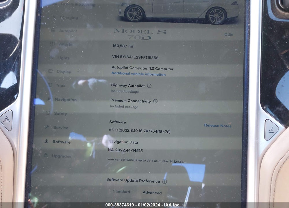 2015 TESLA MODEL S 70D/85D/P85D VIN: 5YJSA1E29FF115356
