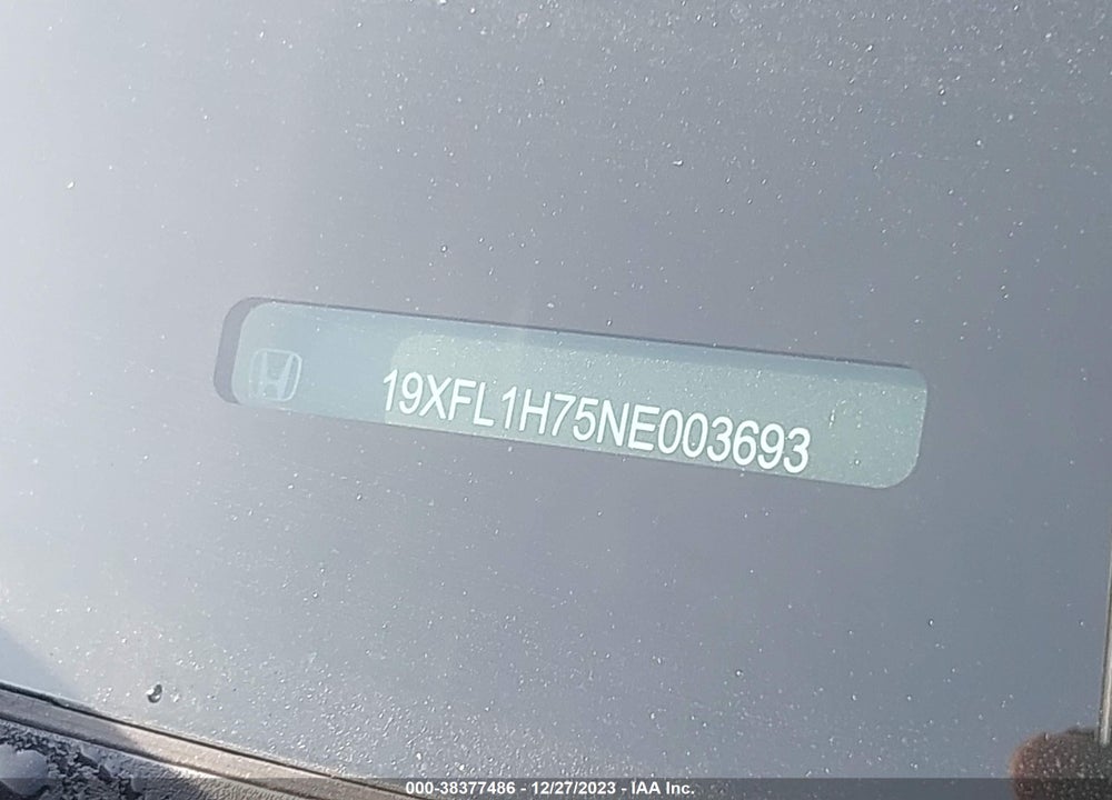 2022 HONDA CIVIC EX-L VIN: 19XFL1H75NE003693