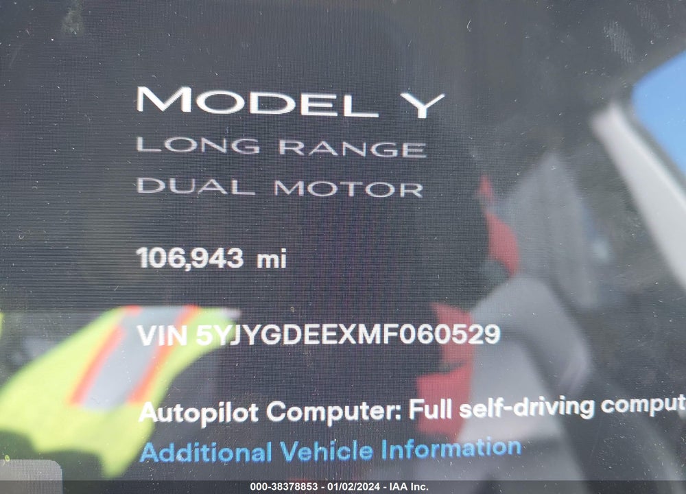 2021 TESLA MODEL Y LONG RANGE DUAL MOTOR ALL-WHEEL DRIVE VIN: 5YJYGDEEXMF060529