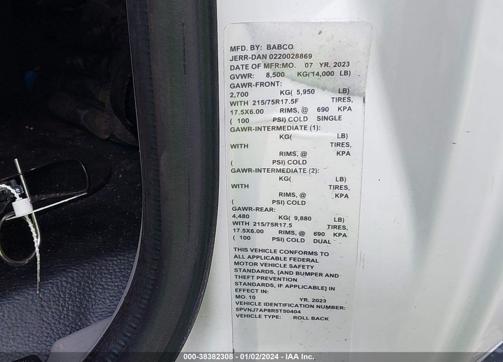 2024 HINO 258/268 VIN: 5PVNJ7AP8R5T50404