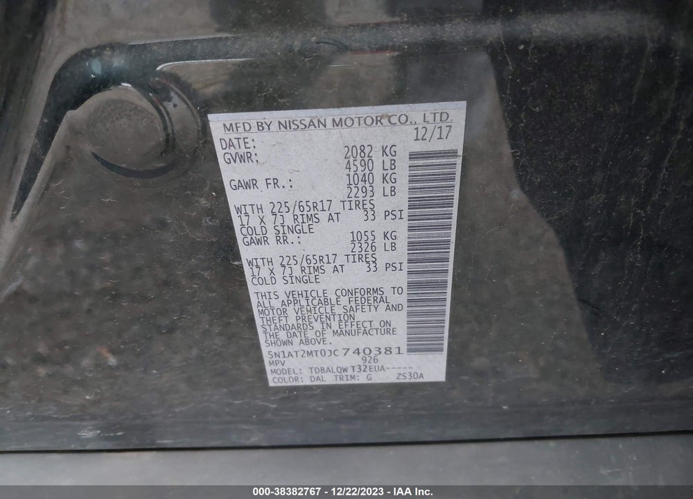 2018 NISSAN ROGUE SV VIN: 5N1AT2MT0JC740381