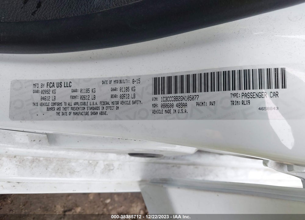 2016 CHRYSLER 200 S VIN: 1C3CCCBB2GN105077