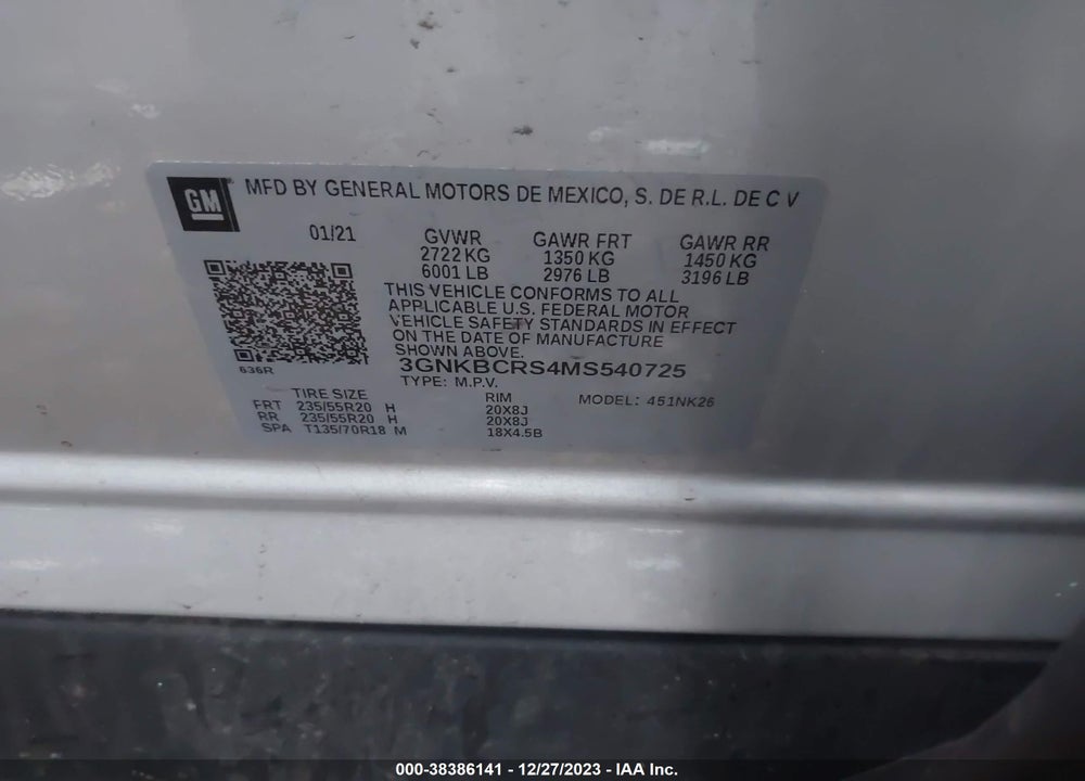 2021 CHEVROLET BLAZER FWD 2LT VIN: 3GNKBCRS4MS540725