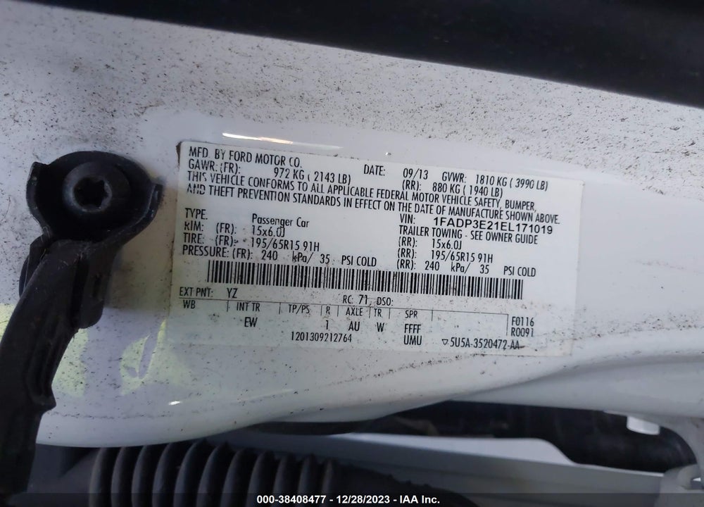 2014 FORD FOCUS S VIN: 1FADP3E21EL171019