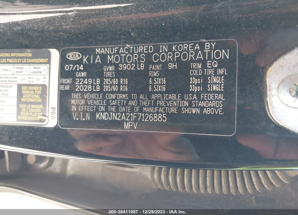 2015 KIA SOUL VIN: KNDJN2A21F7126885