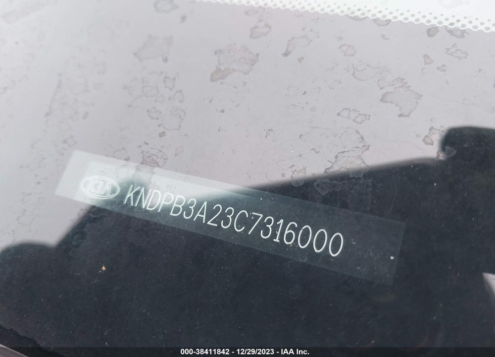 2012 KIA SPORTAGE LX VIN: KNDPB3A23C7316000