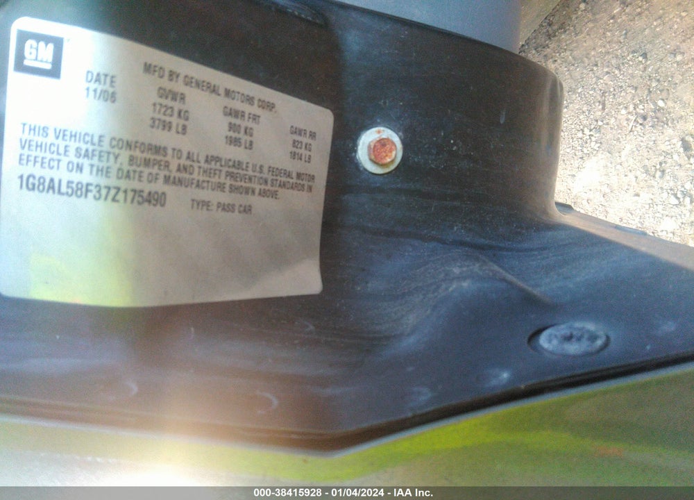 2007 SATURN ION 3 VIN: 1G8AL58F37Z175490