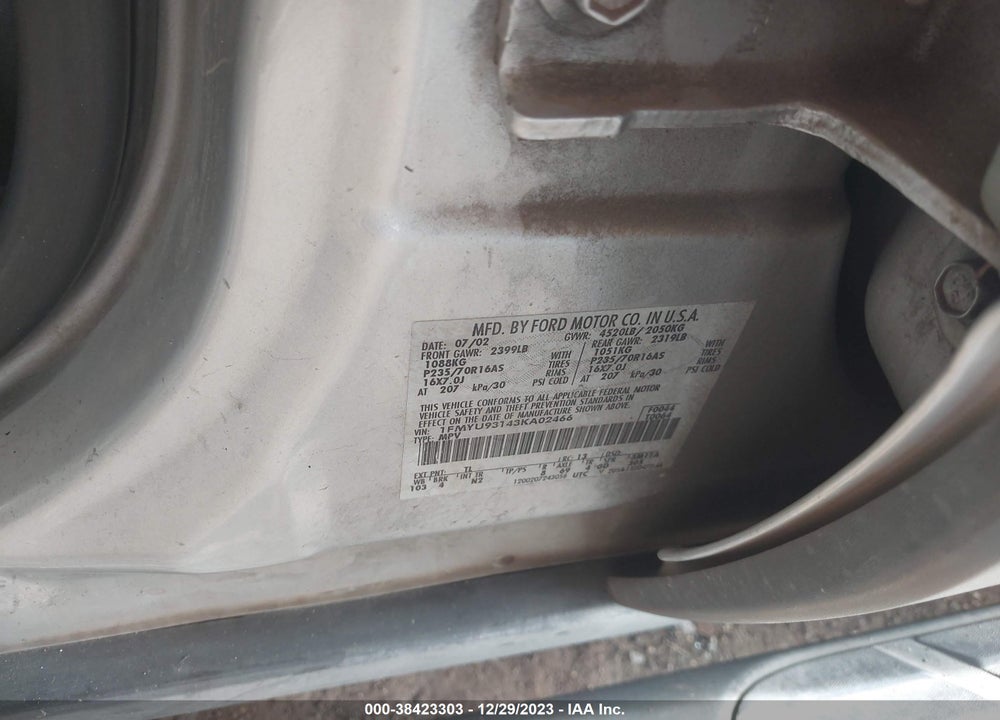 2003 FORD ESCAPE XLT VIN: 1FMYU93143KA02466