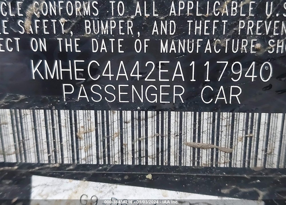 2014 HYUNDAI SONATA HYBRID VIN: KMHEC4A42EA117940