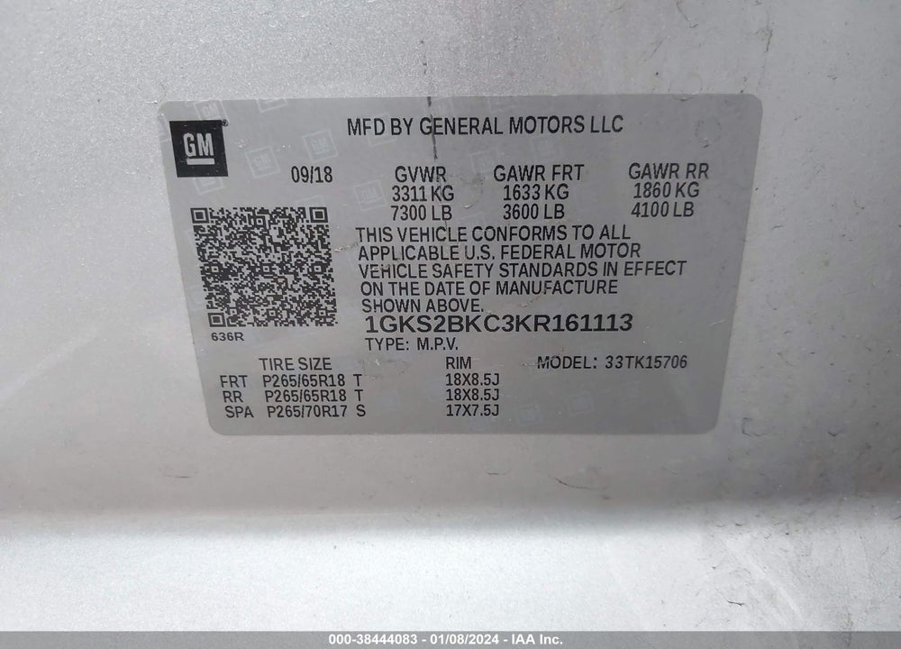 2019 GMC YUKON SLT VIN: 1GKS2BKC3KR161113