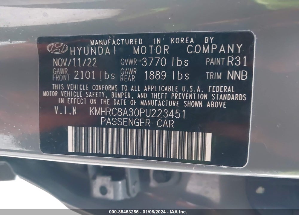 2023 HYUNDAI VENUE LIMITED VIN: KMHRC8A30PU223451