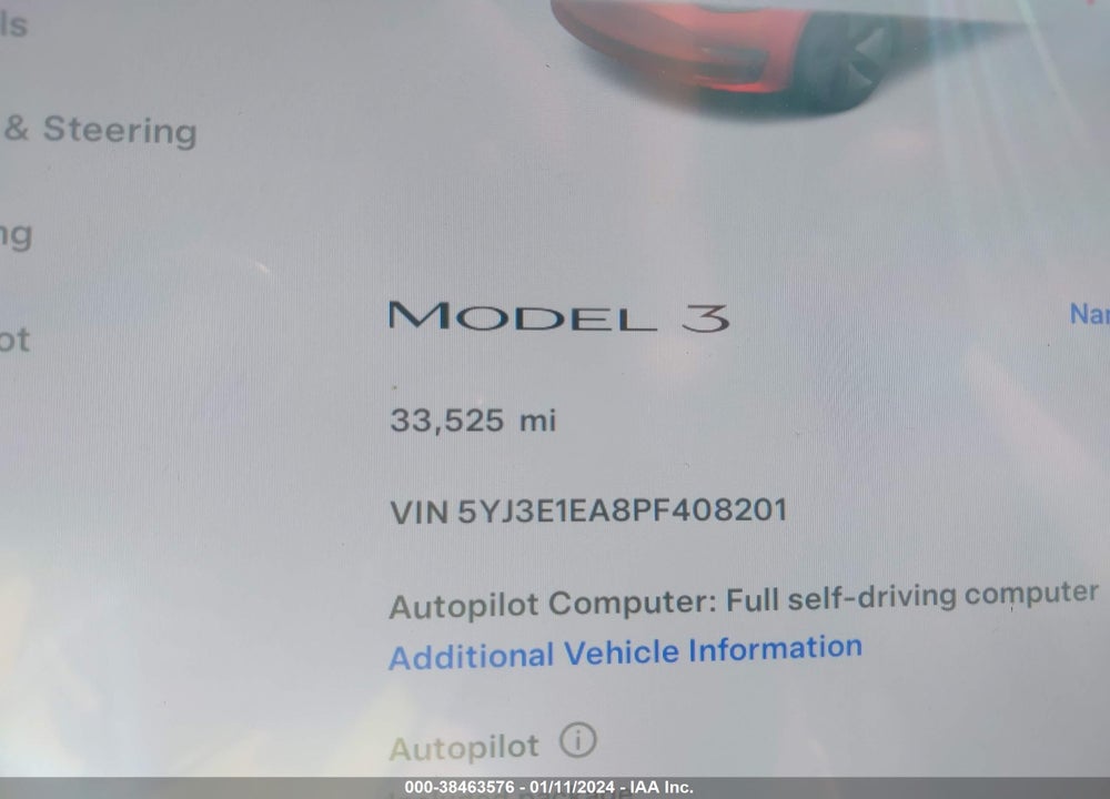 2023 TESLA MODEL 3 REAR-WHEEL DRIVE VIN: 5YJ3E1EA8PF408201