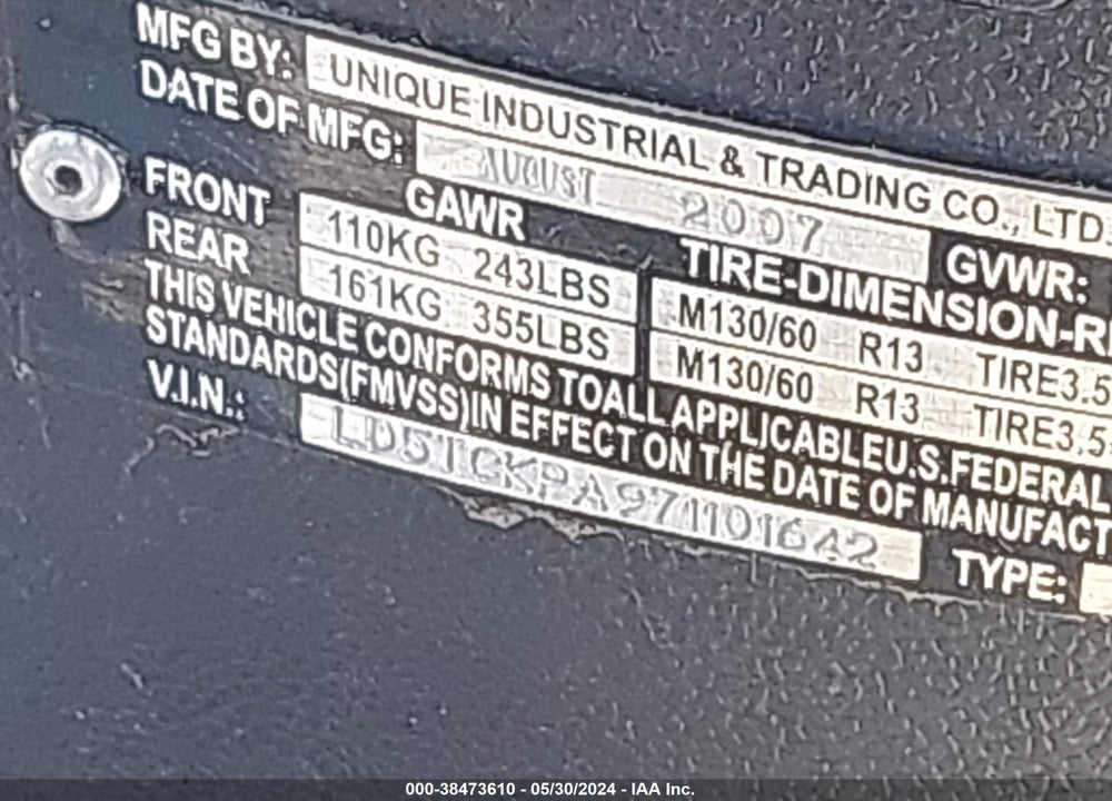 2006 ROKETA MOPED VIN: LPSTCKPA971101642