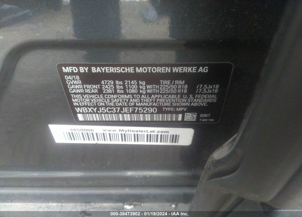 2018 BMW X2 XDRIVE28I VIN: WBXYJ5C37JEF75290