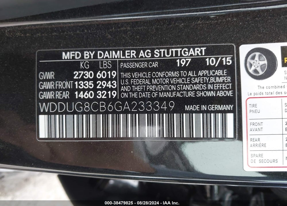 2016 MERCEDES-BENZ S 550 VIN: WDDUG8CB6GA233349