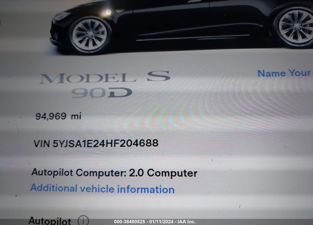 2017 TESLA MODEL S 100D/60D/75D/90D/P100D VIN: 5YJSA1E24HF204688
