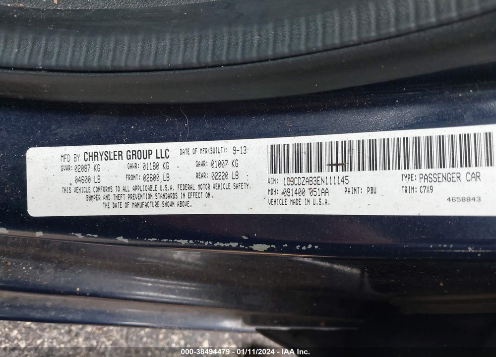 2014 DODGE AVENGER SE VIN: 1C3CDZAB3EN111145