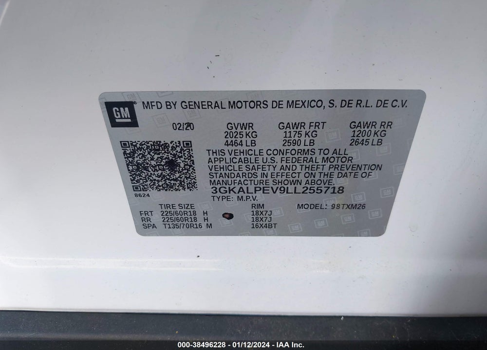 2020 GMC TERRAIN FWD SLT VIN: 3GKALPEV9LL255718