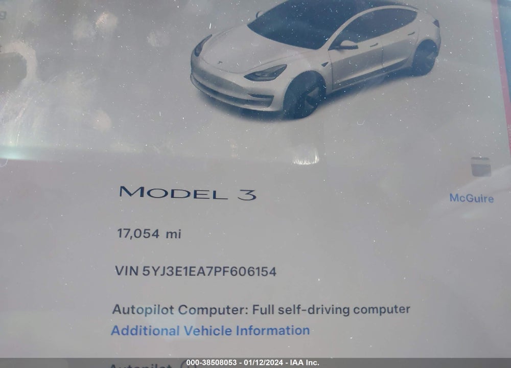 2023 TESLA MODEL 3 REAR-WHEEL DRIVE VIN: 5YJ3E1EA7PF606154