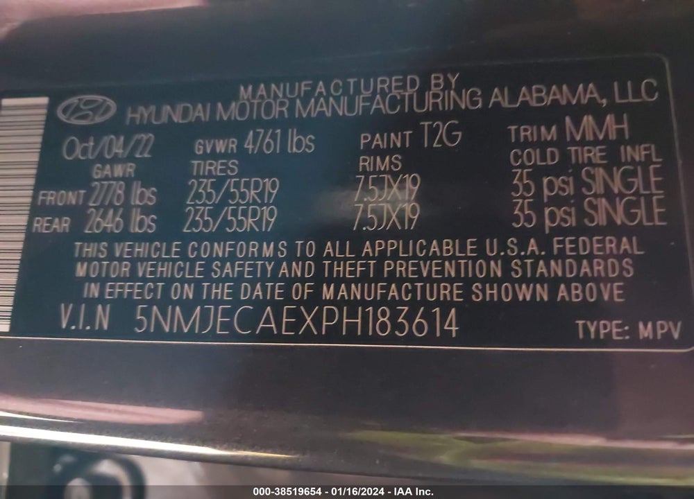 2023 HYUNDAI TUCSON LIMITED VIN: 5NMJECAEXPH183614