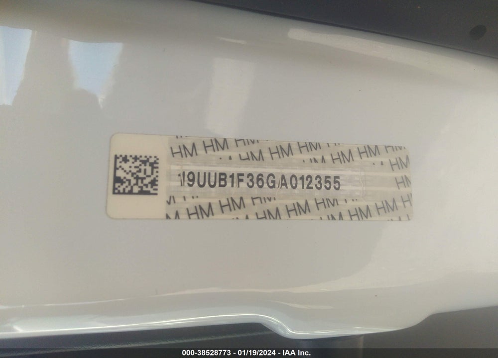 2016 ACURA TLX BASE (DCT) VIN: 19UUB1F36GA012355