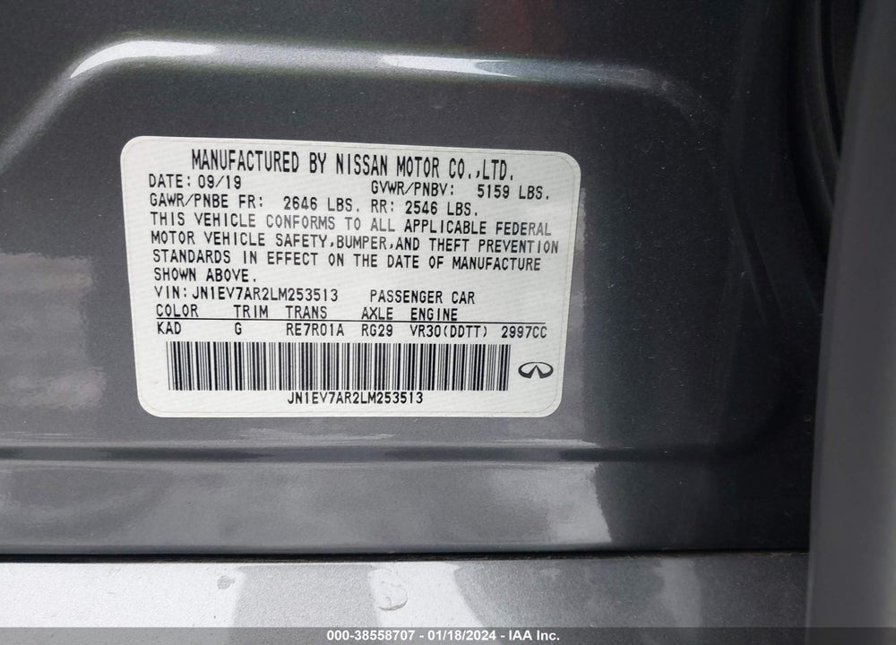 2020 INFINITI Q50 EDITION 30 AWD VIN: JN1EV7AR2LM253513