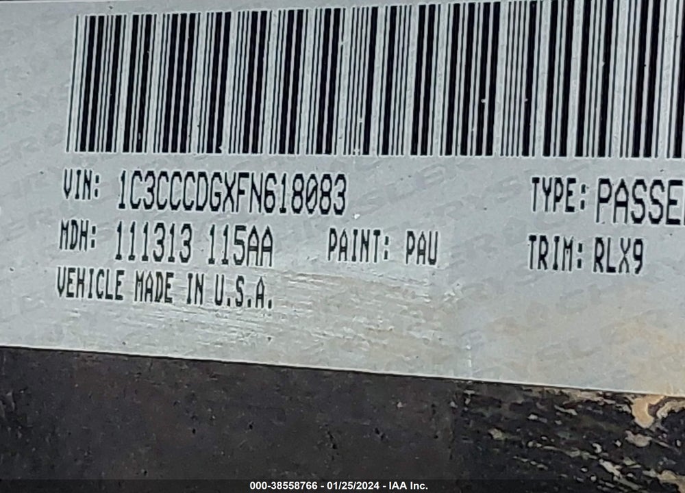 2015 CHRYSLER 200 S VIN: 1C3CCCDGXFN618083