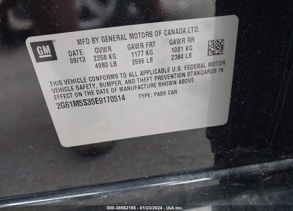 2014 CADILLAC XTS VIN: 2G61M5S35E9170514