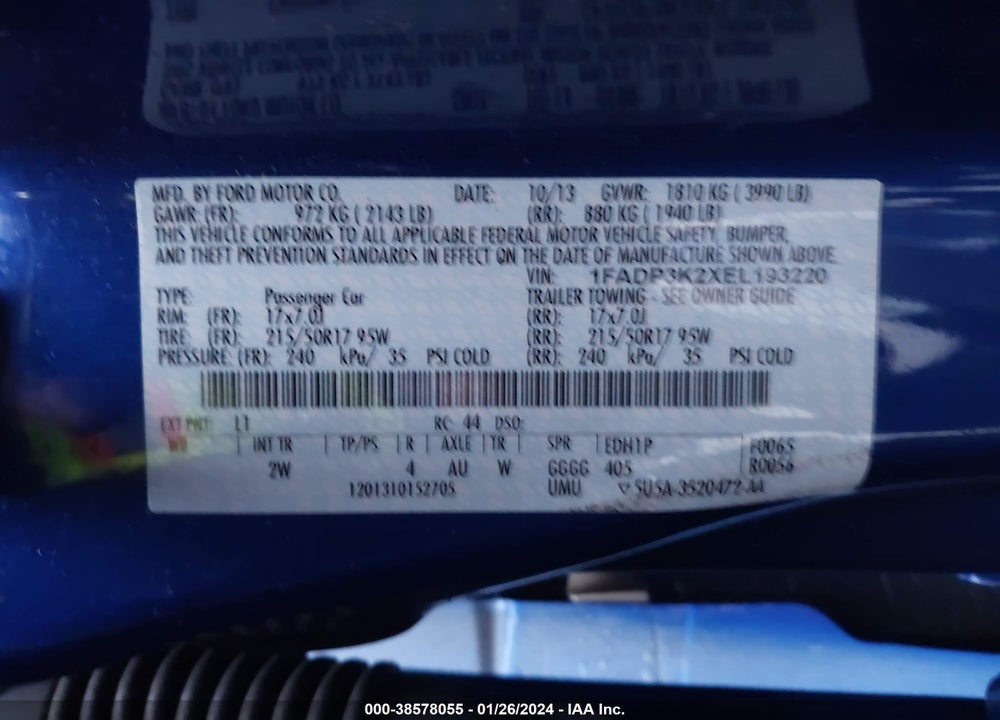 2014 FORD FOCUS SE VIN: 1FADP3K2XEL193220