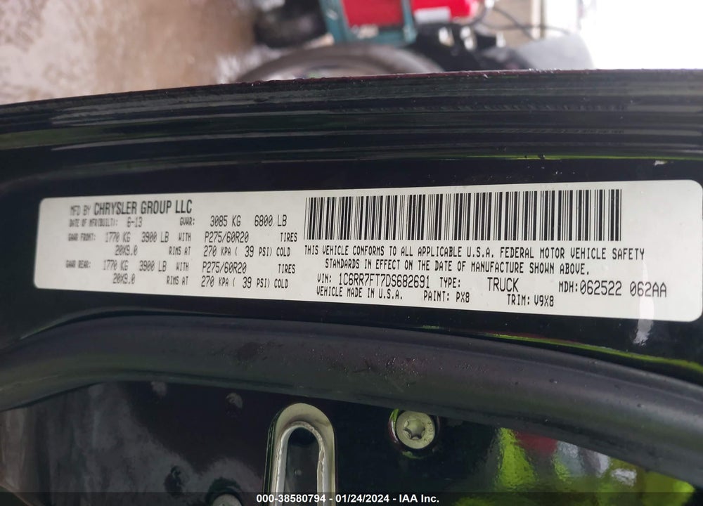 2013 RAM 1500 TRADESMAN/EXPRESS VIN: 1C6RR7FT7DS682691