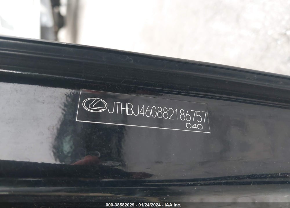2008 LEXUS ES 350 BASE (A6) VIN: JTHBJ46G882186757
