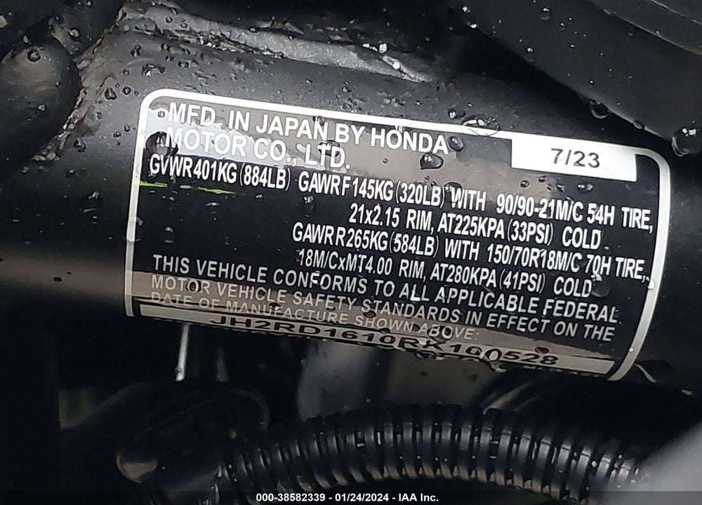 2024 HONDA XL750 VIN: JH2RD1610RK100528