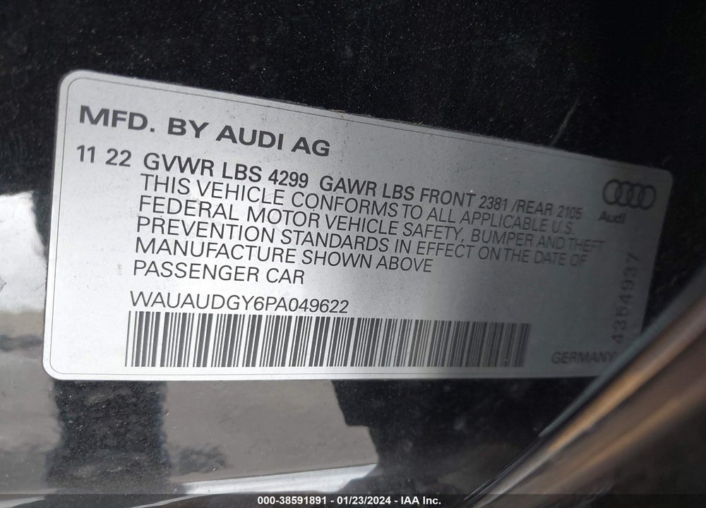 2023 AUDI A3 PREMIUM 40 TFSI FRONT-WHEEL DRIVE S TRONIC VIN: WAUAUDGY6PA049622