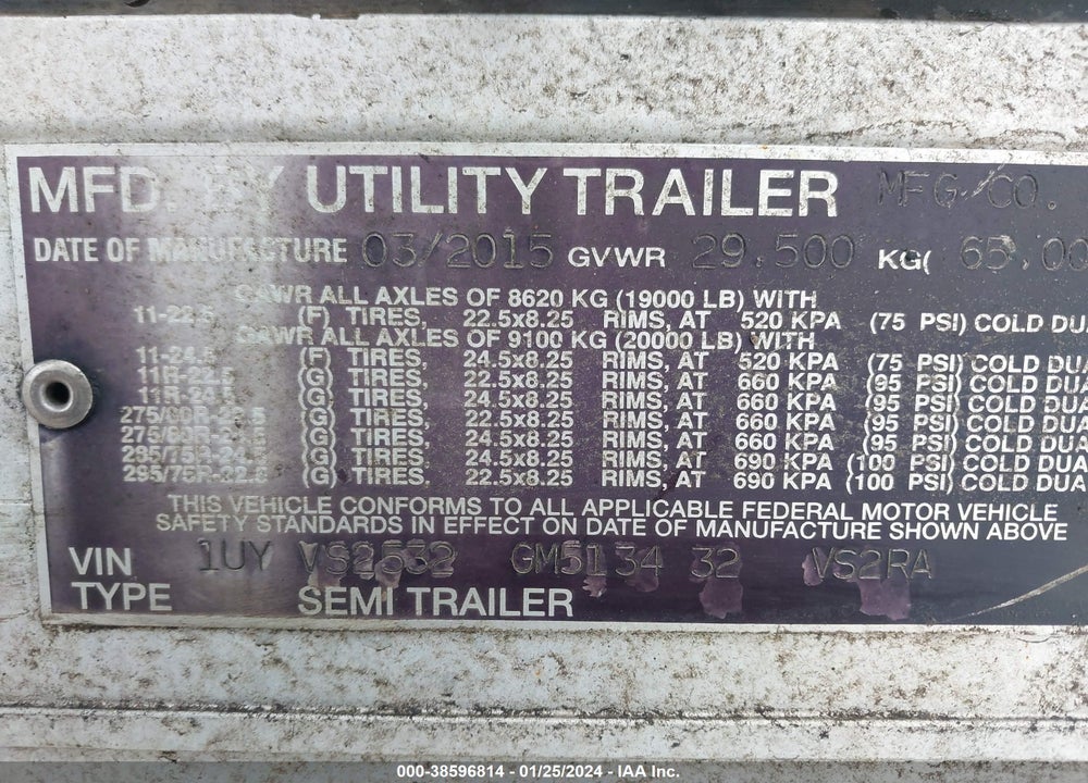 2016 UTILITY TRAILER MFG TRAILER VIN: 1UYVS2532GM513432