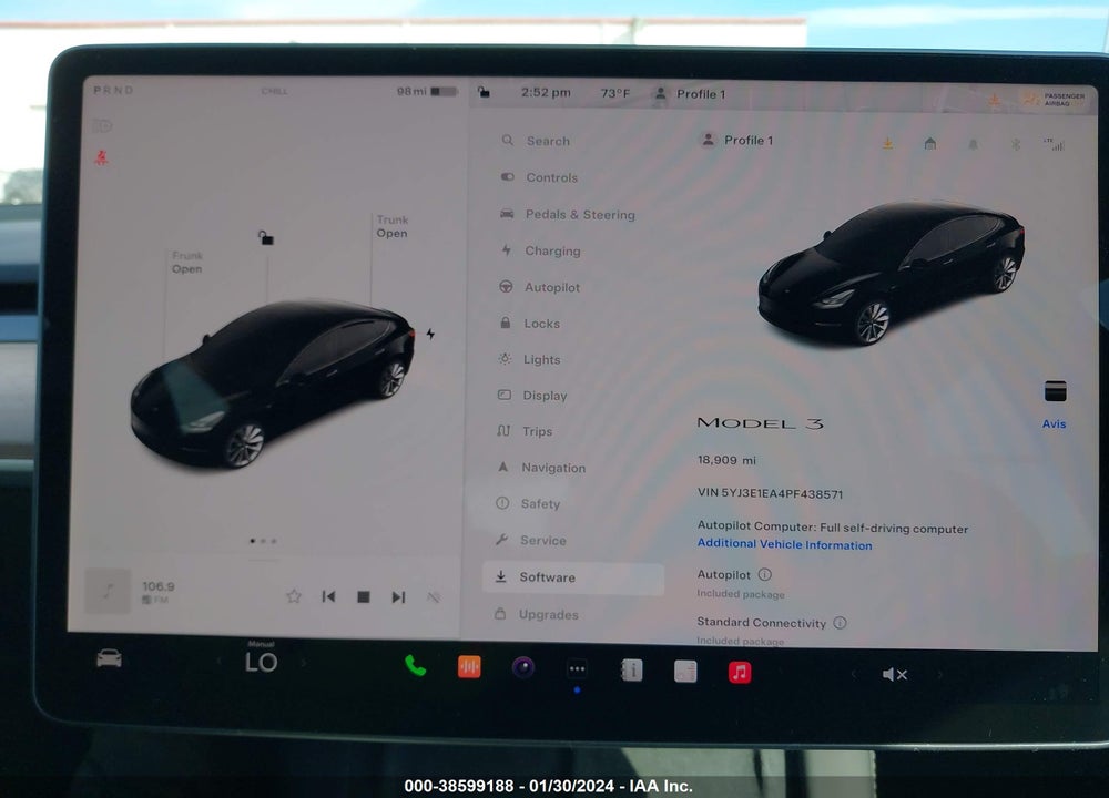 2023 TESLA MODEL 3 REAR-WHEEL DRIVE VIN: 5YJ3E1EA4PF438571