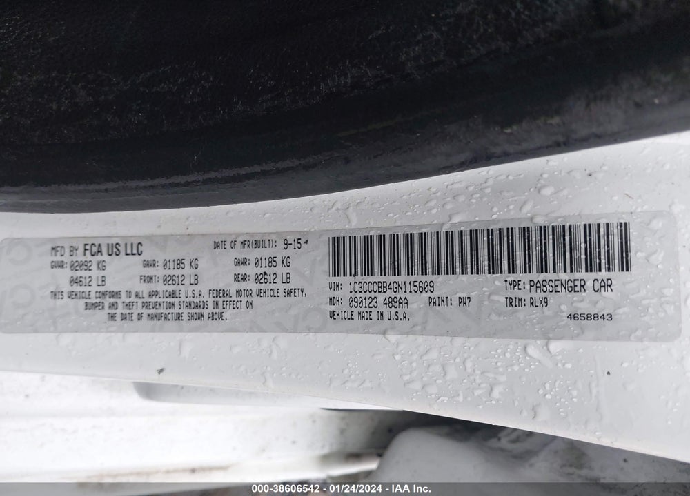 2016 CHRYSLER 200 S VIN: 1C3CCCBB4GN115609