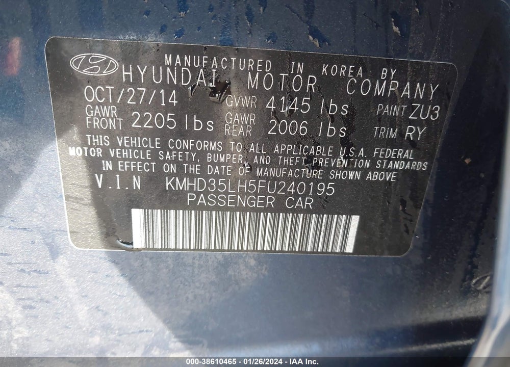 2015 HYUNDAI ELANTRA GT VIN: KMHD35LH5FU240195