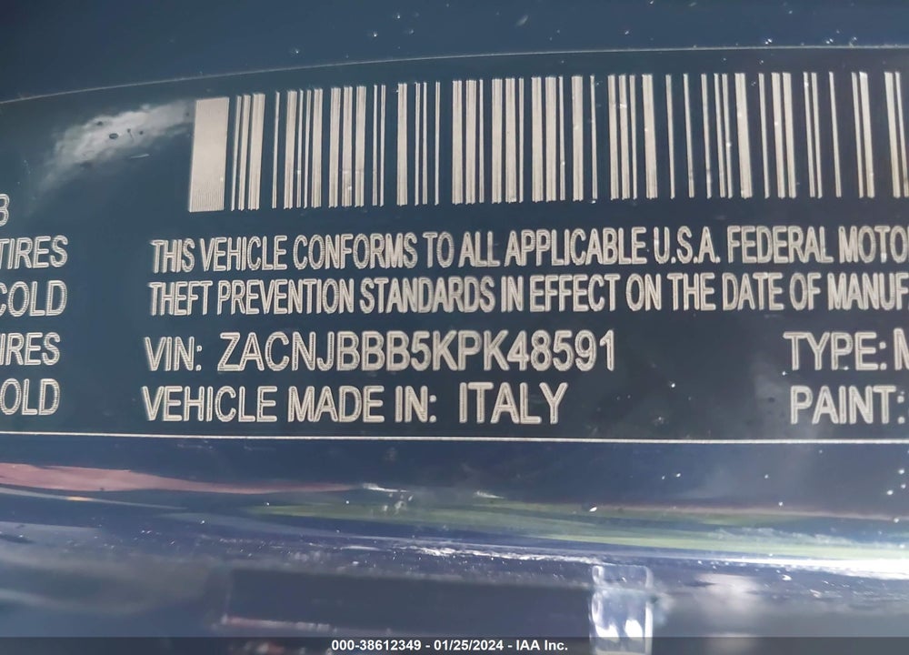 2019 JEEP RENEGADE LATITUDE 4X4 VIN: ZACNJBBB5KPK48591